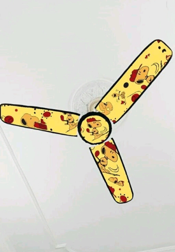 Printed PVC Fan Cover Dimemsions - Blade size 20"7" (set of 3 pcs ) Fan size 8" diameter (1pc) For Kids Room Fan Cover - Free Size , Yellow, PVC, Cover, Multipack